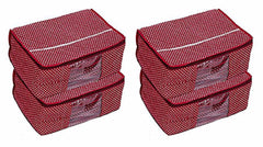 Kuber Industries 6 Piece 3 Layered Quilted Printed Cotton Saree Cover Set, Maroon