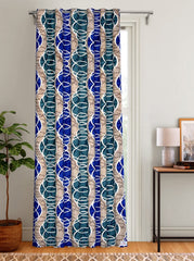 Heart Home Circle Printed 7 Feet Door Curtain with 8 Eyelet- Pack of 2 (Brown)