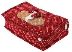 Heart Home Dot Printed Portable Jewellery Organizer With 4 Tranasparent Pockets (Maroon)-HS_38_HEARTH21230, Pack of 1