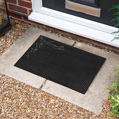 Kuber Industries Door Mat | Rubber Mud Trapper Mat | Welcome Mat | Floor mat | Door Mat for Home Entrance | Bathroom Mat | Entry Way Doormat | Black & Silver