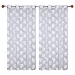 Kuber Industries Leaf Print Home Decor Cotton Door Curtain with 8 Eyeletss, 7 Feet Pack of 2 (White)-50KM01061