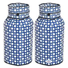 Heart Home Dot Printed PVC Lpg Gas Cylinder Cover- Pack of 2 (Blue & White)-HS43HEARTH25623