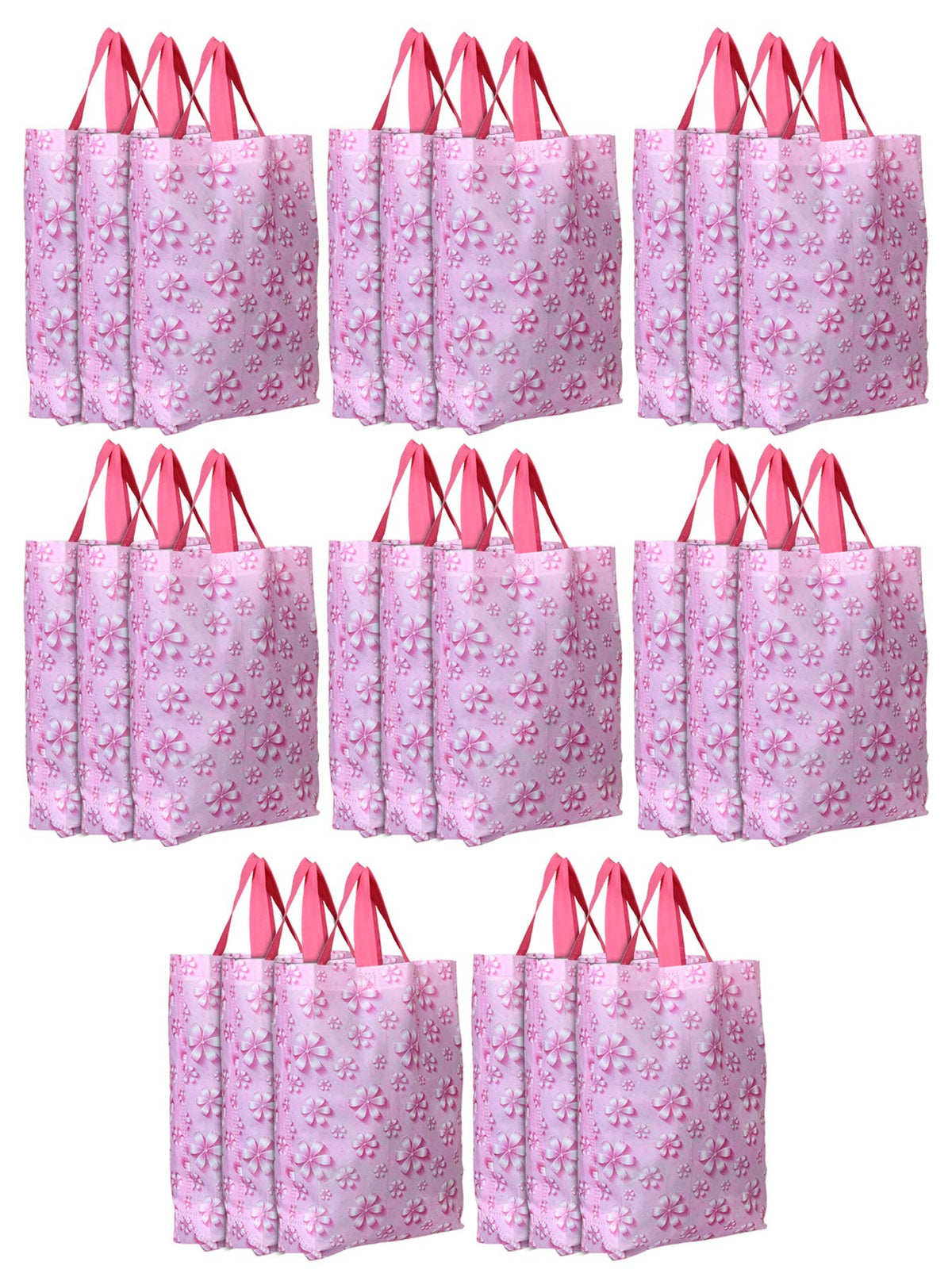 Kuber Industries Non-Woven Foldable Shopping Bag|Reusable Travel Tote Bag|Gift Bag|Grocery Bag for Vegetable|Pack of 50 (Pink)