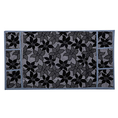 Kuber Industries Floral Design Combo PVC 3 Pieces Fridge Mats, 2 Piece Handle Cover and 1 Piece Fridge Top Cover(Black)