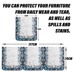 Heart Home Sofa Cover | 3+1 Seater Sofa Slip Cover Set | Blue Digital Flower Sofa Cover | Velvet Couch Cover | Sofa Slipcover Set | Sofa Cover for Living Room | Gray