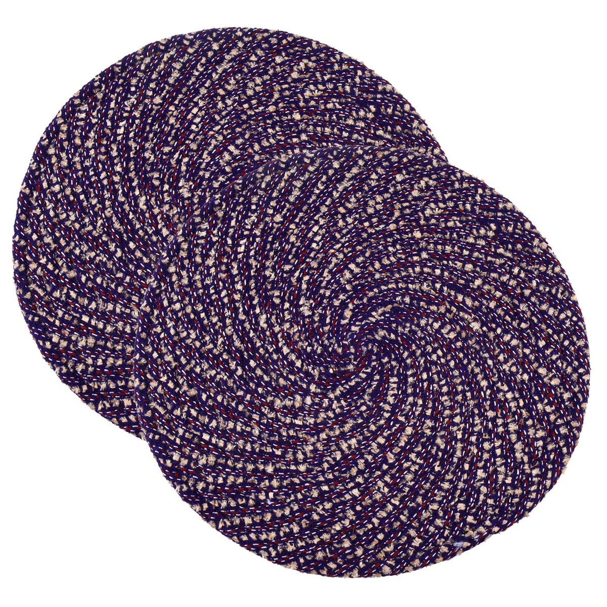 Heart Home Door Mat | Round Shape Feather Door Mat | Cotton Reversible Mat | Door Mat for Kitchen | Door Mat for Home | 16 Inch | Small | Pack of 2 | Purple