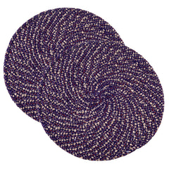 Heart Home Door Mat | Round Shape Feather Door Mat | Cotton Reversible Mat | Door Mat for Kitchen | Door Mat for Home | 16 Inch | Small | Pack of 2 | Purple