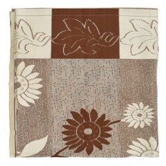 Kuber Industries Flower Printed Cotton 4 Seater Center Table Cover,40"x60" (Brown & Cream)-44KM083