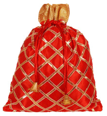 Kuber Industries Jute Potli Bags for Return Gifts with Drawstring|Pack of 2 (Red & Pink)
