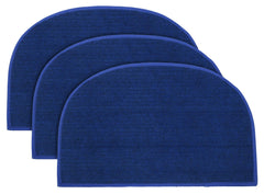 Kuber Industries D-Shape Durable Microfiber Door Mat, Heavy Duty Doormat,(Set of 3, 14'' x 23'', Blue)-KUBMART12175