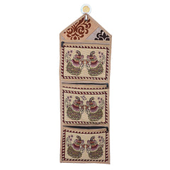 Kuber Industries Cotton 2 Pieces Wall Hanging Magazine Letter Holder (Cream & Maroon) -CTKTC7255