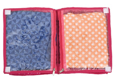 Kuber Industries Dot Printed Cotton Garments Storage Bag For Undergarments Lingerie Innerwear: Socks: Dipper With 2 Tranasparent Compartment- Pack of 2 (Pink) -45KM040