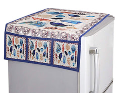 Kuber Industries Birds Wings Print Jute Fridge/Refrigerator Top Cover, Gold-KUBMART10090