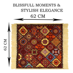 Heart Home Prayer Mat | Velvet Aasan Mat | Meditation Prayer Carpet Mat | Pooja Aasan Mat | Rangoli Square Prayer Mat | Traditional Prayer Mat | Small | Pack of 3 | Multicolor