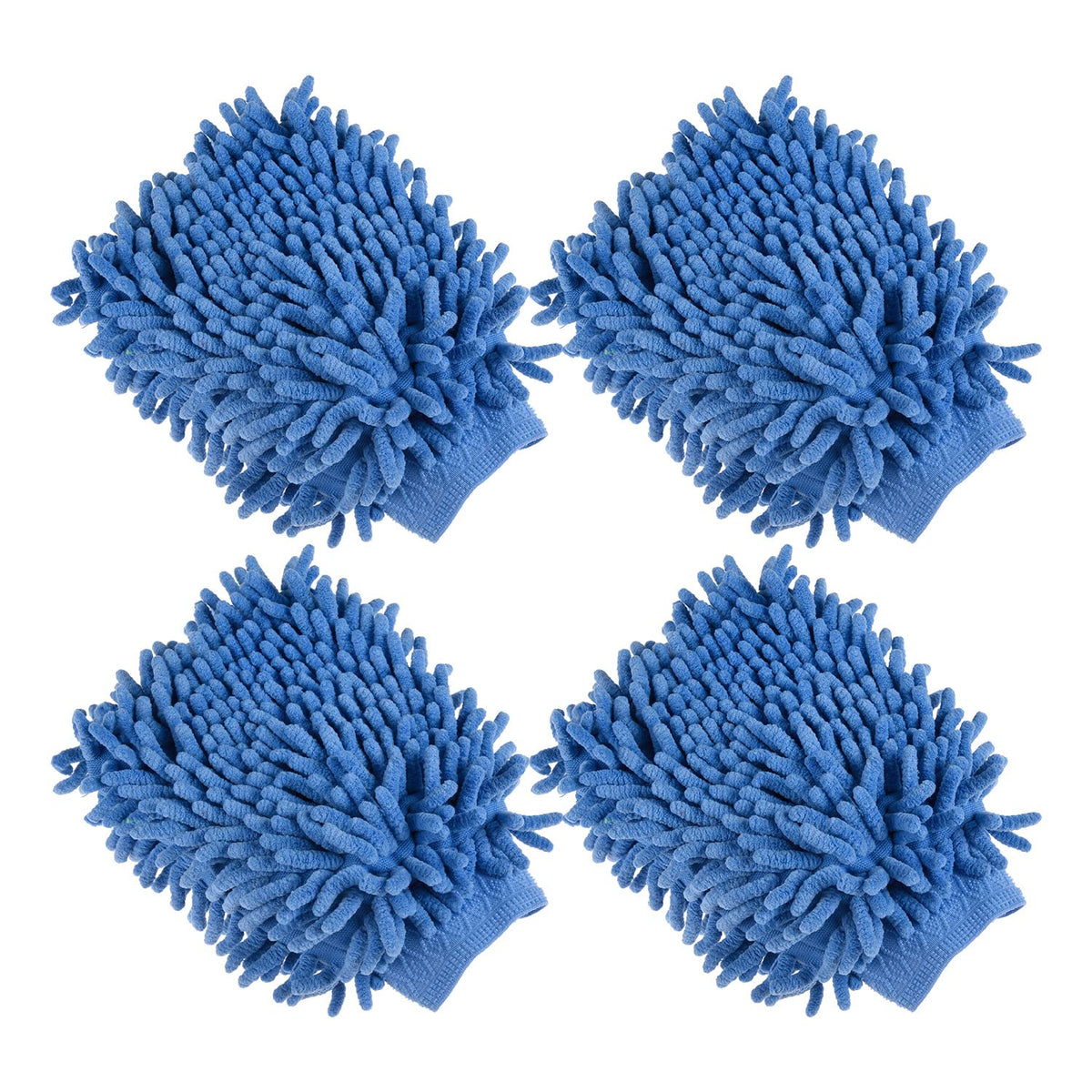 Kuber Industries Chenille Mitts|Microfiber Cleaning Gloves|Inside Waterproof Cloth Gloves|100 Gram Weighted Hand Duster|Chenille Gloves for Car|Glass|Pack of 4 (Blue)