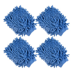 Kuber Industries Chenille Mitts|Microfiber Cleaning Gloves|Inside Waterproof Cloth Gloves|100 Gram Weighted Hand Duster|Chenille Gloves for Car|Glass|Pack of 4 (Blue)