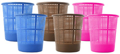 Kuber Industries Plastic 6 Pieces Mesh Dustbin Garbage Bin for Office use, School, Bedroom, Kids Room, Home, Multi Purpose, 5 Liters (Blue & Brown & Pink)-KUBMART357