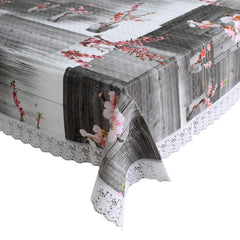 Kuber Industries Flower Printed PVC 6 Seater Dinning Table Cover 60"x90" (Grey)-HS43KUBMART25641, Standard