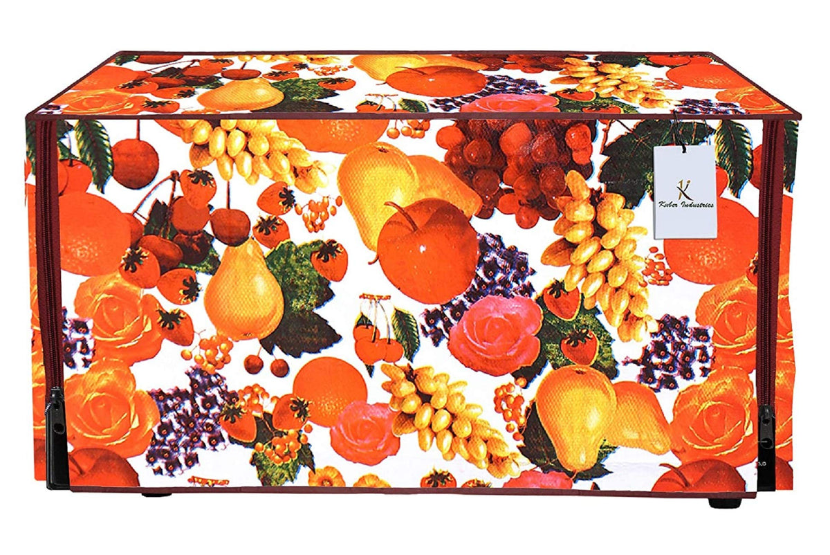 Kuber Industries Fruits Design PVC Microwave Oven Full Closure Cover for 23 Litre (White & Maroon) CTKTC33241