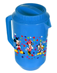 Heart Home Multiuses Mickey & Friends Print Leak Proof Unbreakable Plastic Water Jug with Lid for Water, Juice, Milk 2 Liter Pack of 2 (Blue)