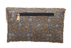 Kuber Industries Women's Handcrafted Embroidered Clutch Bag (CTKTC034533, Cream and Grey) - 2 Pieces