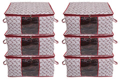 Kuber Industries Cairy Design 6 Piece Non-Woven Underbed Storage Organiser/Organiser, Extra Large (Maroon)