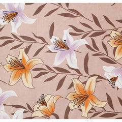 Kuber Industries Double Bedsheet|Glace Cotton Flower Print Bedsheet with 2 Pillow Covers for Living Room|Bedroom|90x108 Inch (Light Brown)