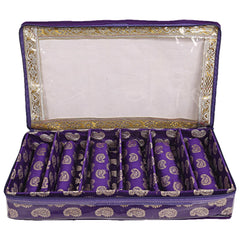 Heart Home Multipurpose Carry Design Laminated 6 Rod Bangle Box/Organizer/Case With Tranasparent Top (Purple)-47HH069