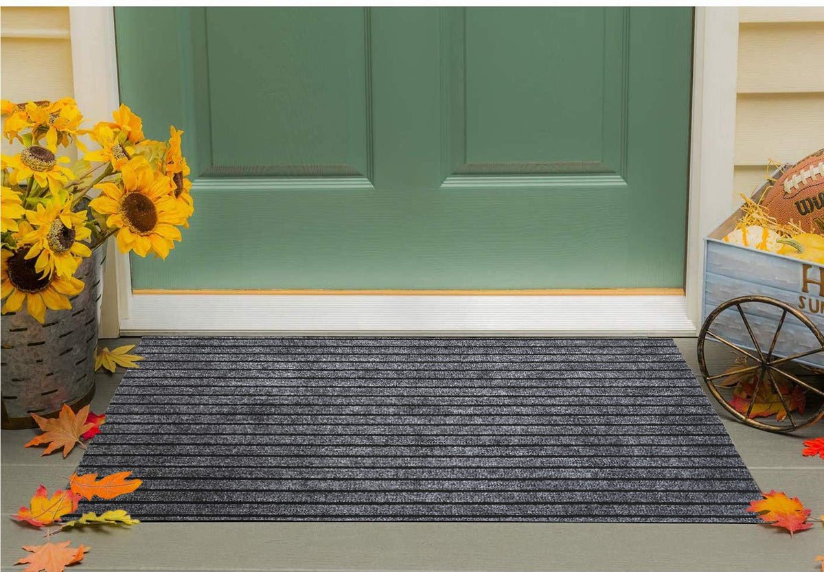 Kuber Industries All Weather Entry and Back Yard Door Mat, Non-Slip Rubber Backing, Absorbent and Waterproof, Dirt Trapping Rugs for Entryway -24"x36"(Grey), Standard (HS_36_KUBMART018409)