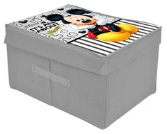 Kuber Industries Disney Mickey Print Non Woven Fabric Foldable Saree,Shirt Cover Storage Organizer Box with With Lid, Extra Large (Grey)-KUBMART16312