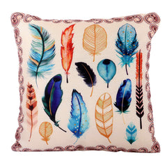 Heart Home Wings Design Cotton Decorative Cushion Covers (16 X 16 Inches) Set of 5, Cream - CTHH7148, (Model: CTHH07148)