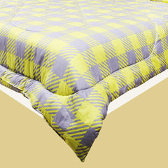 Kuber Industries Checkered Design Microfibre Reversible Comforter, Double (Yellow & Grey 150 GSM)- CTKTC033151