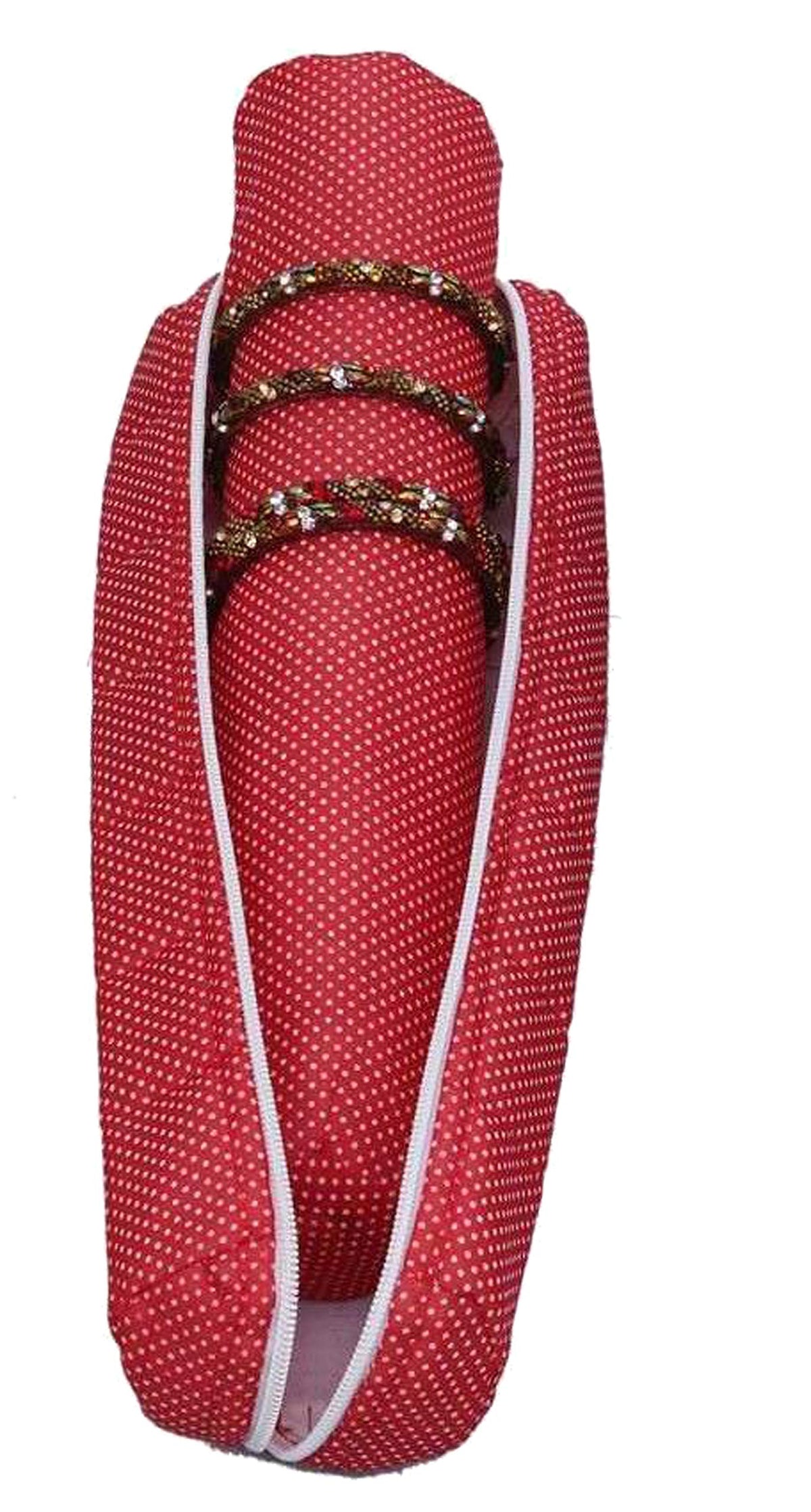 Kuber Industries Dots Print Watch Case,Bangle Box/Wrist Watch Holder/Watch Organizer/Bracelet Pouch Zip Top Watch Case With One Roll (Red)