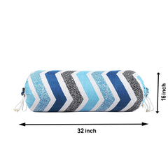 Kuber Industries Flower Printed Bolster Cover|Ideal 16x32 Inch Size|Soft & Smooth Cotton|Deewan Round Pillow Cover|Pack of 2 (Blue & White)-44KM0148