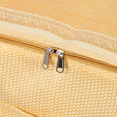 Heart Home Doli Printed Non-woven Foldable Underbed/Storage Bag/Wardrobe Organizer With Transparent Window- Pack of 4 (Gold)-50HH01813