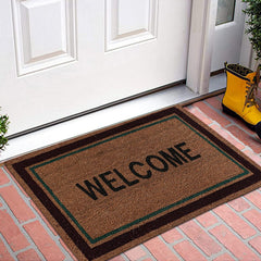 Kuber Industries Door Mat|Polyethylene Durable & Anti-Slip Natural Rectangle Welcome Print Floor Mat|Rug for Indoor or Outdoor, 30x20 Inch, Pack of 2 (Brown)