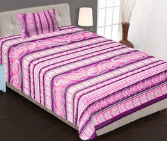 Kuber Industries Kerry Design Cotton Single Bedsheet with 1 Pillow Covers, Pink-KUBMART10699