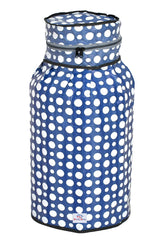 Heart Home Dot Printed Stain/Dust/Water Proof PVC Lpg Gas Cylinder Cover (Blue & White)-HS43HEARTH25622