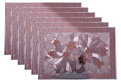 Kuber Industries Flower Design PVC 6 Piece Reversible Dining Table Placemat Set (Silver & Gold) - CTKTC040613