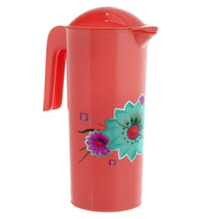 Kuber Industries Flower Design Plastic 3 Pieces Water Jug with Lid with Attractive Brown Print, 2 Litre (Multicolour) - CTLTC43796