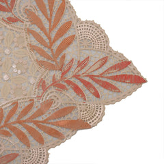 Kuber Industries Leaf Design Virgin Viny Soft Fabric Dining Table Runner 34"x17" or 84 x 42 cm (Cream) - CTKTC45909