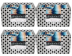 Heart Home Dot Printed Non-Woven Foldable Saree Stacker, Wardrobe Organizer, Storage Bin With Handle- Pack of 4 (Black & White)-HS43HEARTH26418