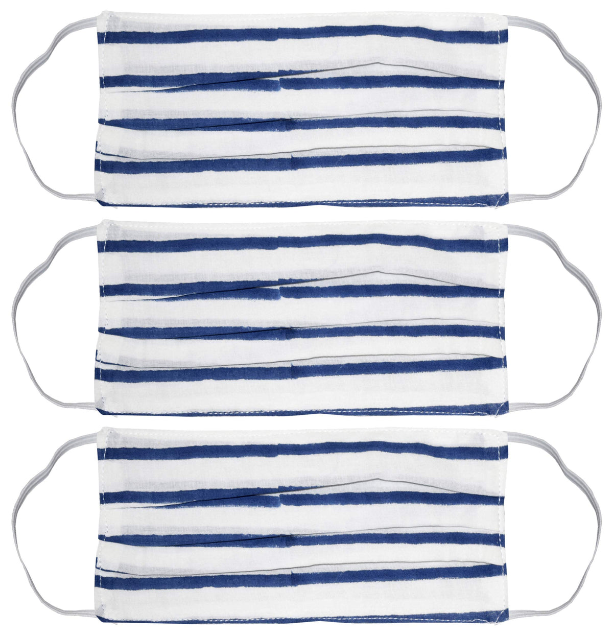 Kuber Industries Lining Print 100% Cotton 3-Layer Reusable Anti Pollution Mask (Pack of 3, White & Blue)- CTKTC46932