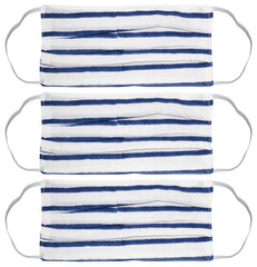 Kuber Industries Lining Print 100% Cotton 3-Layer Reusable Anti Pollution Mask (Pack of 3, White & Blue)- CTKTC46932