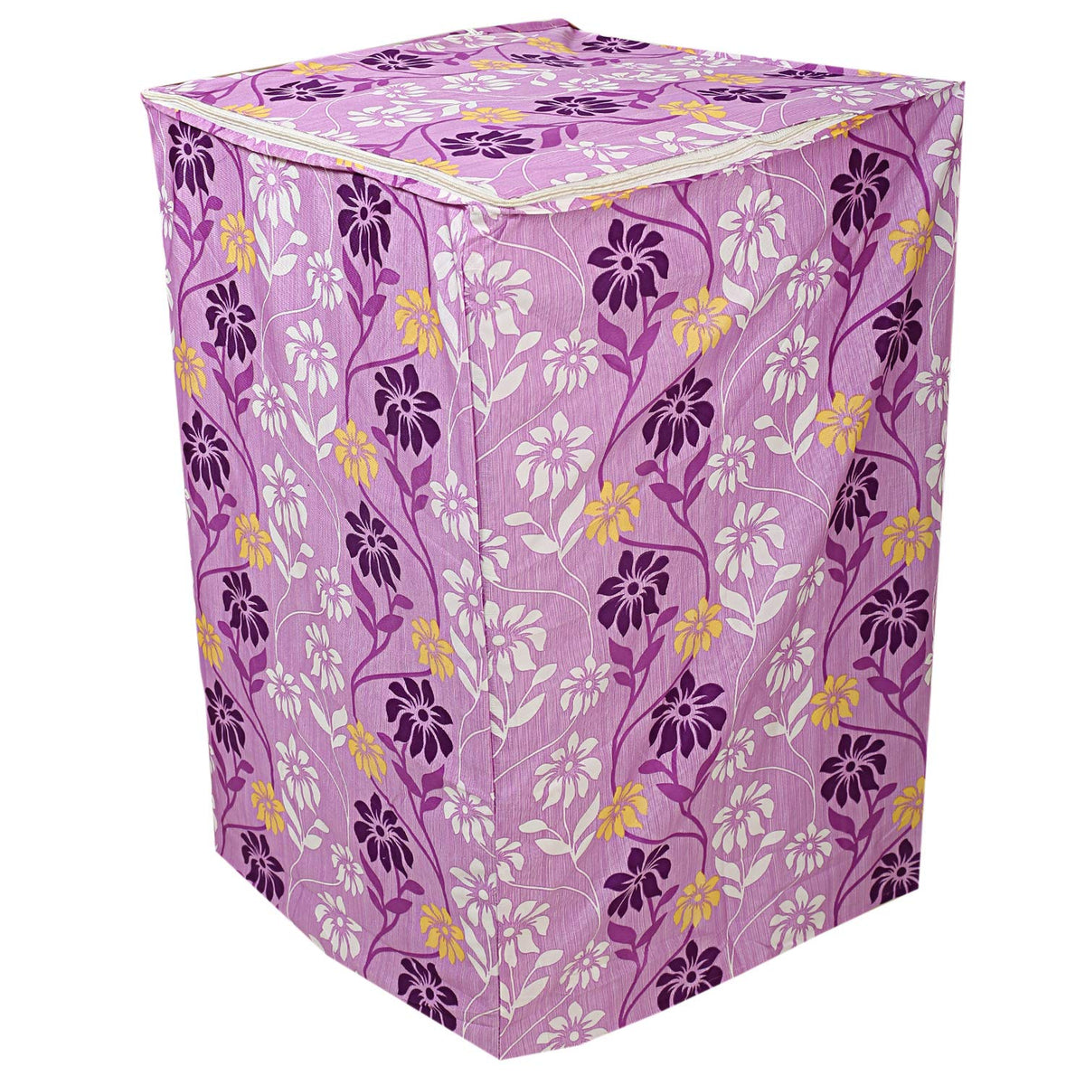 Kuber Industries Leaf Design Cotton Top Load Fully Automatic Washing Machine Cover - Purple, Standard (CTKTC01099)