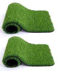Kuber Industries 35 Artificial Grass for Balcony Or Doormat, Soft and Durable Plastic Turf Carpet Mat, Artificial Grass 1 X 2 Feet, Green, 2 Pieces, Standard (KUBMART011790)