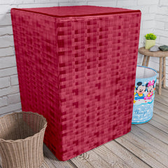Heart Home Washing Machine Cover | Shelf Check Washing Machine Cover | Soft PVC | Top Load Fully-Automatic Washing Machine Cover | Maroon