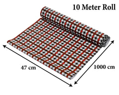 Heart Home Check Printed PVC Anti Slip Skid Shelf Mat, 10 Mtr- Pack of 2 (Maroon)