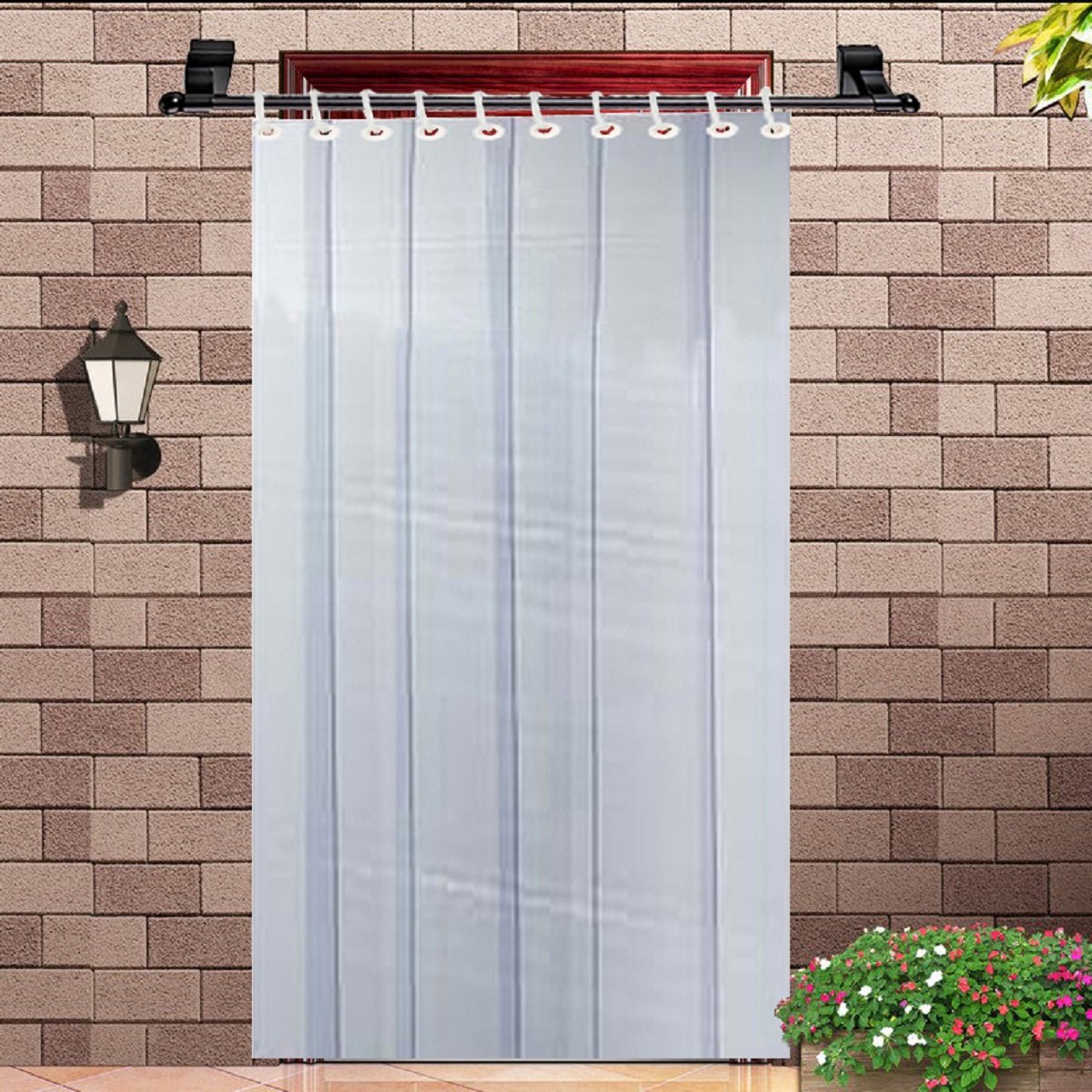 Kuber Industries Exclusive PVC 6 Strips AC Curtain|Eyelet Rings & WaterProof Material|.1 MM Thickness & Mold Mildew Free|Size 9 Feet (Transparent)