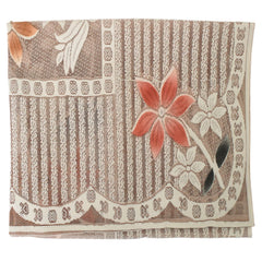 Heart Home Flower Printed Cotton 4 Seater Center Table Cover,40"x60" (White & Brown)-44HH095